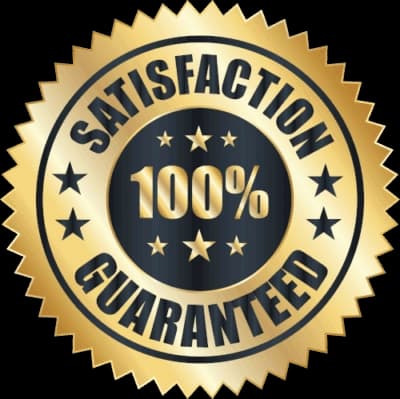 Golden satisfaction guarantee seal with stars